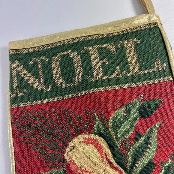 Partridge in a Pear Tree Christmas Stocking Tapestry Style Gold Tone Trim - Picture 5 of 8